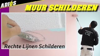 MUUR SCHILDEREN Rechte lijnen schilderen langs plafond Schildersbedrijf Edens Apeldoorn 2018 [upl. by Idnem840]