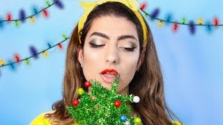 Full Face Of Makeup Using A Christmas Tree [upl. by Gabey]