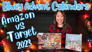 Unboxing 2023 Bluey Advent Calendars From Amazon Vs Target  24 Days Of Christmas [upl. by Nerac394]