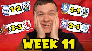 MY CHAMPIONSHIP WEEK 11 SCORE PREDICTIONS [upl. by Nosreme]