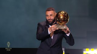 Karim Benzema wins Ballon dOr 2022  FULL SCENE [upl. by Nohtahoj]