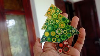 Paper quillling christmas tree Christmas tree ornaments quilling christmastree GratuitFolding [upl. by Laefar475]