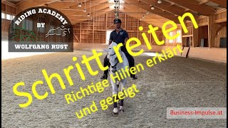 F3 Die Reiterhilfen und die Bewegung beim Schritt Reiten in Zeitlupe genau erklärt Pferde reiten [upl. by Nerte]