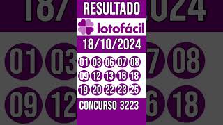 🔥 🍀 LOTO FACIL hoje  18102024  Resultado concurso 3223 [upl. by Revart]