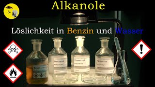 Alkanole  Löslichkeit in Benzin und Wasser Methanol Propanol Pentanol [upl. by Laurie]