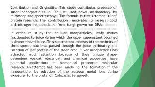 Spectrophotometric Analysis of Deproteinised Supernatant Mediated Silver Nanoparticles Synthesis Obt [upl. by Naig]