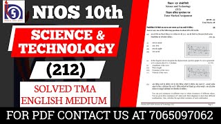 NIOS Class 10 Science amp Technology 212 Solved TMA  NIOS Class 10 Science TMA 202324  NIOS TMA [upl. by Nnayecats]