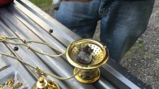 How to prepare and use a hanging incense burner censor with frankincense [upl. by Ikcaj]