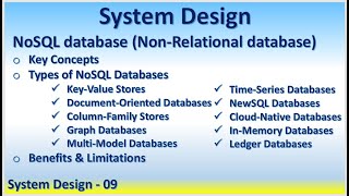 System Design 09  NoSQL database NonRelational KeyValue Document Column Graph TimeSeries [upl. by Swift231]