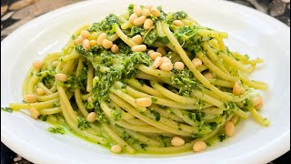 SPAGHETTONI AL PESTO DI RUCOLA  is spaghetti with arugula sauce best pasta ever Easy recipe [upl. by Einuj]