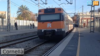 Cornellà R1  R4  Rodalies Barcelona  Renfe 447  2016 [upl. by Refanej]