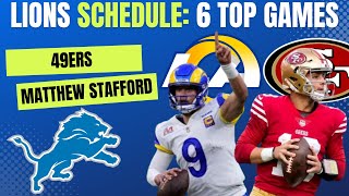 Detroit Lions 2024 NFL Schedule 6 Most Difficult Opponents Ft San Francisco 49ers [upl. by Fowle]