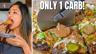 ONE CARB KETO PIZZA How to Make Keto Meatza Pizza Keto Big Mac Pizza Recipe [upl. by Dawaj]