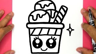 HOW TO DRAW A CUTE ICE CREAM AND COLORING DRAW CUTE THINGS [upl. by Muraida]