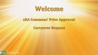 Prior Approval Carryover Request [upl. by Ecnerret]