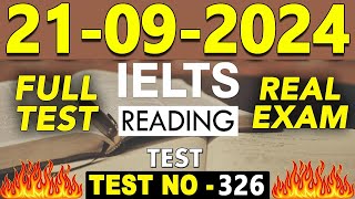 IELTS Reading Test 2024 with Answers  21092024  Test No  326 [upl. by Emmet116]