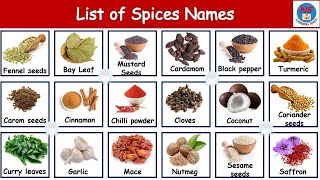 List of Spices  60 Spices Names in English and Hindi  Spices Vocabulary  मसालों के नाम  Spices [upl. by Natassia]