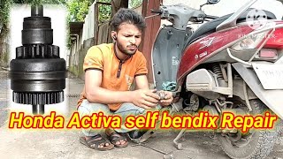 Honda Activa self Bendix Repair Full video activa [upl. by Sackman]