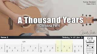 A Thousand Years  Christina Perri  Fingerstyle Guitar  TAB  Chords  Lyrics [upl. by Anilesor]