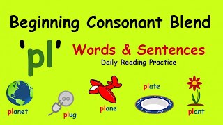 pl blend  pl Words and Sentences  Phonics Beginning Blends  pl [upl. by Mcquade]