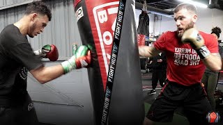 DAVID BENAVIDEZ VS CALEB PLANT  SIDE BY SIDE WORKOUT COMPARISON [upl. by Enneyehc]