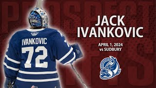 Jack Ivankovic vs Sudbury  Apr 1 2024  2025 NHL Draft [upl. by Arraeic]