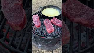 Grilled Steaks and Creamy Chipotle Shrimp Recipe  Over The Fire Cooking by Derek Wolf [upl. by Ynaffad]