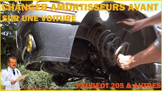 Changer les Amortisseurs Avant Démontage  Remontage Peugeot 205 et autres véhicules [upl. by Ahsinrats]