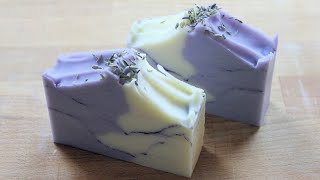 Natural Cold process soap making tutorial handmade Lavender essential oil soap [upl. by Russian]