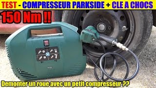 test compresseur lidl parkside pkz 180  clé à chocs pneumatique pdss 310 Demonter un pneu [upl. by Ainer]