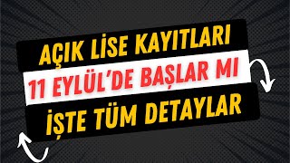 Açık Lise Kayıtları Başlıyor [upl. by Akimahc327]