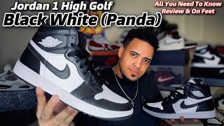 Jordan 1 High Black White PANDA Golf  Review amp On Feet [upl. by Leler]