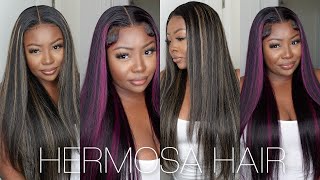 OMG 💜🤎 BLONDE vs VIOLET HIGHLIGHT WIG  2n1 EASY INSTALL  HERMOSA HAIR [upl. by Yatnuahs]