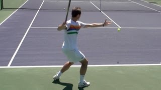 Richard Gasquet Forehand and Backhand from Back Perspective  Indian Wells 2013  BNP Paribas Open [upl. by Haseefan]