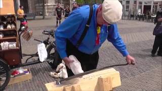 Making klompen wooden shoes Delft Netherlands [upl. by Aihsekyw937]