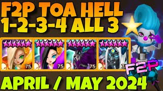 F2P TOA HELL 1 2 3 4 ALL 3⭐ SEARA  GIANA  ZERATU  KINKI APRIL  MAY 2024 SUMMONERS WAR [upl. by Yam182]