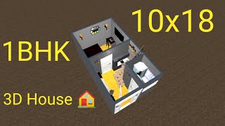 10 x 18 feet house plan  3D house design  1 BHK house plan  180 sqft tiny house plan [upl. by Coray31]