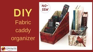 Make a fabric caddy organizer  DIY cartonnage fabric box [upl. by Dviad]