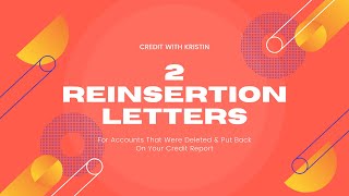 3 Ways to Write an Account Reinsertion Dispute Letter  Letters Included  Credit Sweep Tactics [upl. by Haimorej]