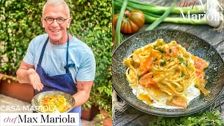 Pasta LINGUINE con POMODORI STRACCIATELLA e BOTTARGA esagerata Ricetta di Chef Max Mariola [upl. by Ahsilam]