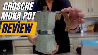 GROSCHE Milano Moka Pot Review ☕  Stovetop Espresso Maker for Perfect 6Cup Coffee [upl. by Avon]