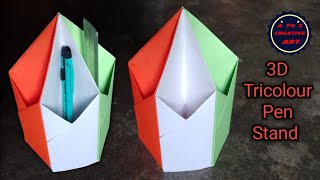 3D Tricolour Paper Pen Stand  Republic Day  Independence Day Special Paper Craft Tutorial [upl. by Irrok]