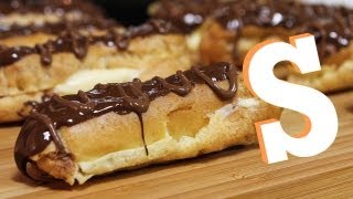 Chocolate Eclairs Recipe  Sorted Food [upl. by Lonergan]