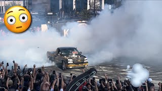 OnDGas Dolph Blower Truck🔥 Popping Tires at Sema 2023 Hoonigan Burnyard [upl. by Thirzia]