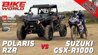 OffRoad GSXR1000 Vs Polaris RZR  Bike World vs Carwow Crazy OffRoad Challenges [upl. by Neraj]