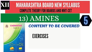 AMINES NEW SYLLABUS  12th Maharashtra board Part 5 Exercise [upl. by Natsirk]