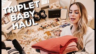 TRIPLET BABY HAUL  CARAS DREAM PUSH PRESENT  CHATWIN TRIPLETS  NUNA PIPA  DOCKATOT [upl. by Rudin]