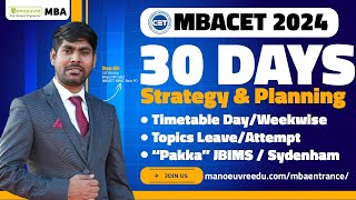 MAH MBA CET 2024  30 Days Strategy Planning  Timetable  Day Week Wise  Important Topics [upl. by Htrag]