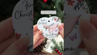 First Christmas As Grandma  Personalized Heart Shaped Ceramic Ornament [upl. by Angus214]