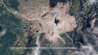 Mount St Helens TimeLapse From Space 19792009 720p [upl. by Nabatse874]